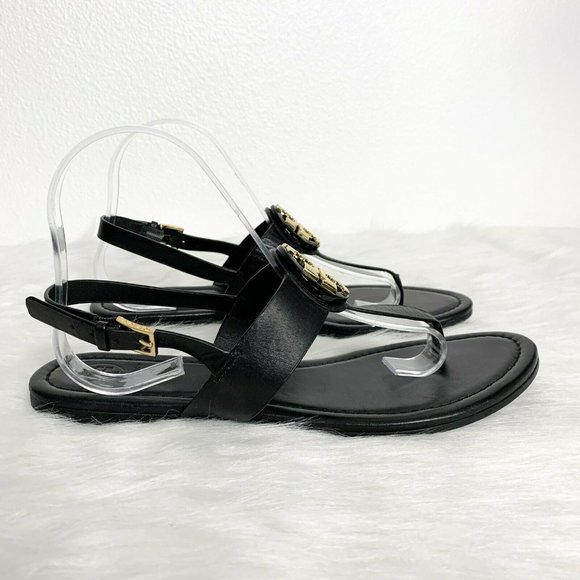 Tory Burch 9.5M Bryce Leather Flat Thong Sandals - Picture 2 of 8